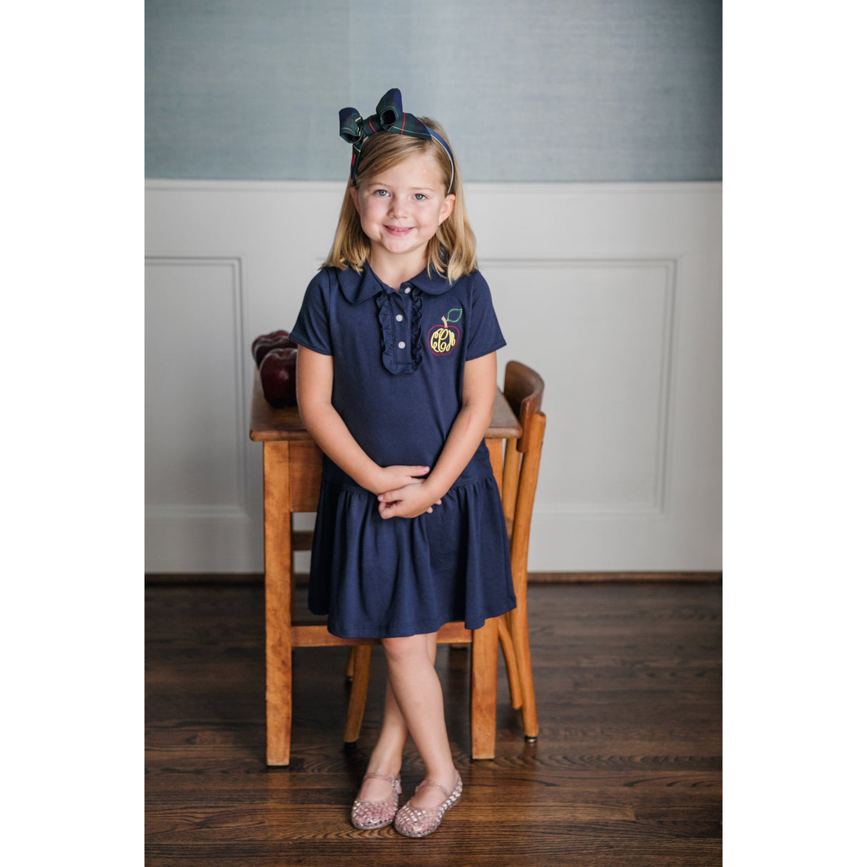 Sydney Girls' Pima Cotton Dress - Navy - HoneyBug