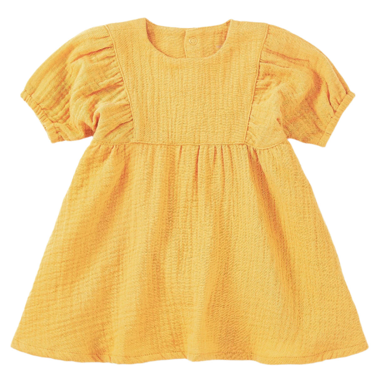 Dress with Puff Sleeves - Mustard - HoneyBug