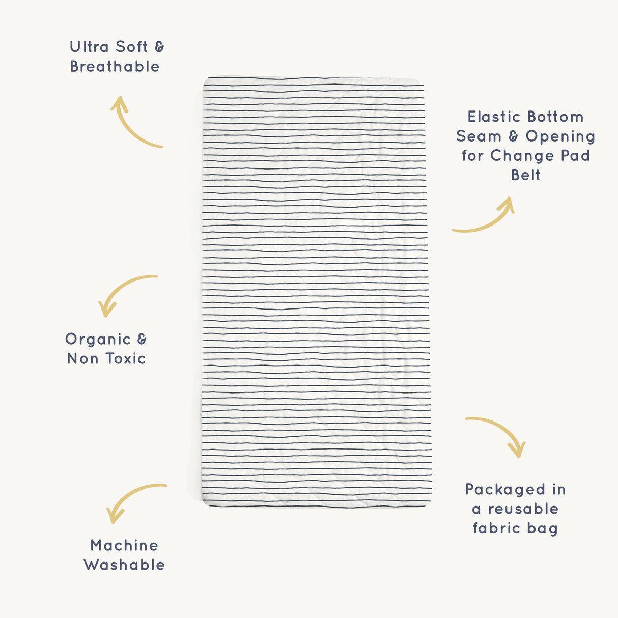 Organic Changing Pad Cover - Navy Stripes - HoneyBug