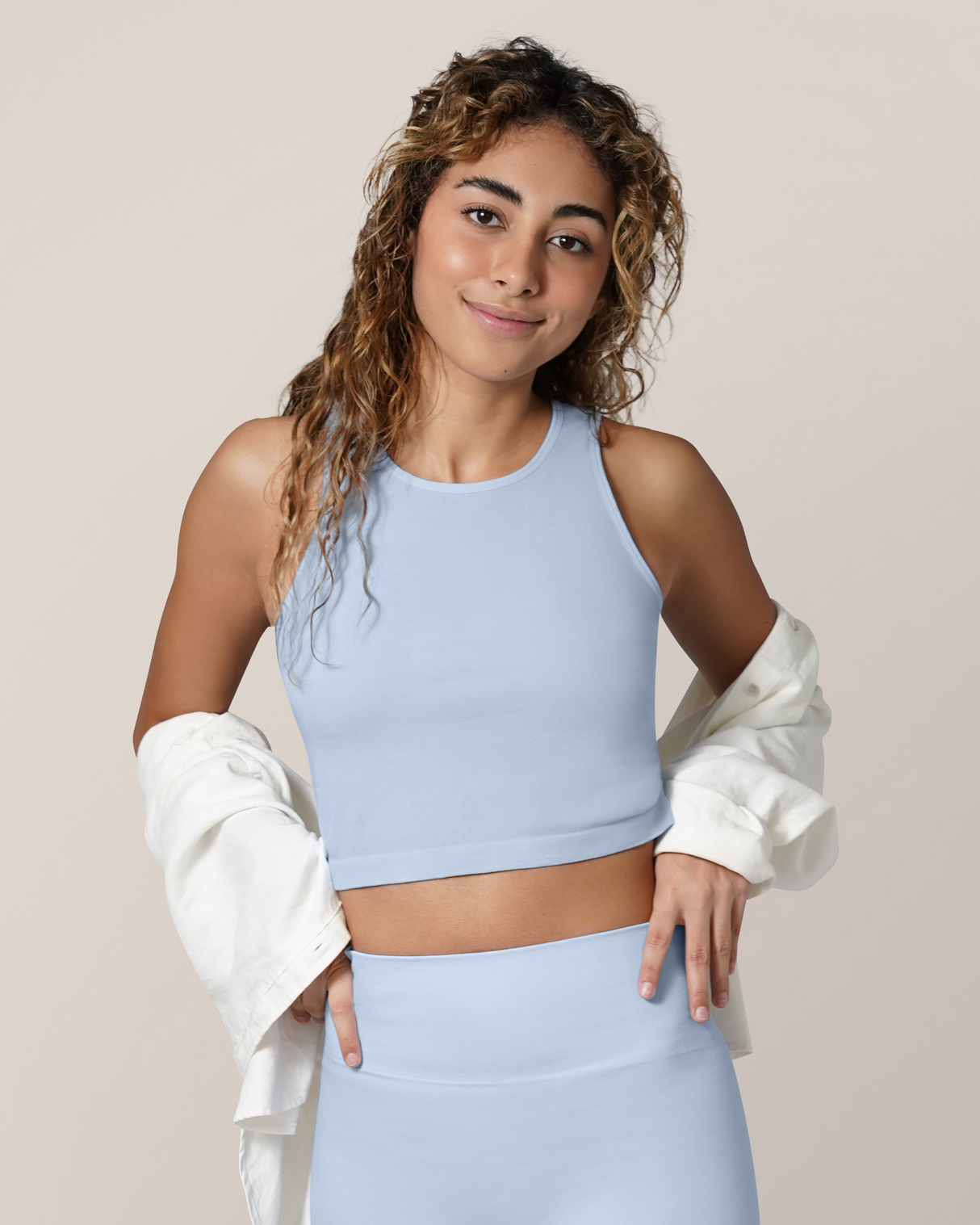 Sublime® Bamboo Hands-Free Pumping Longline Bra Top | French Blue - HoneyBug