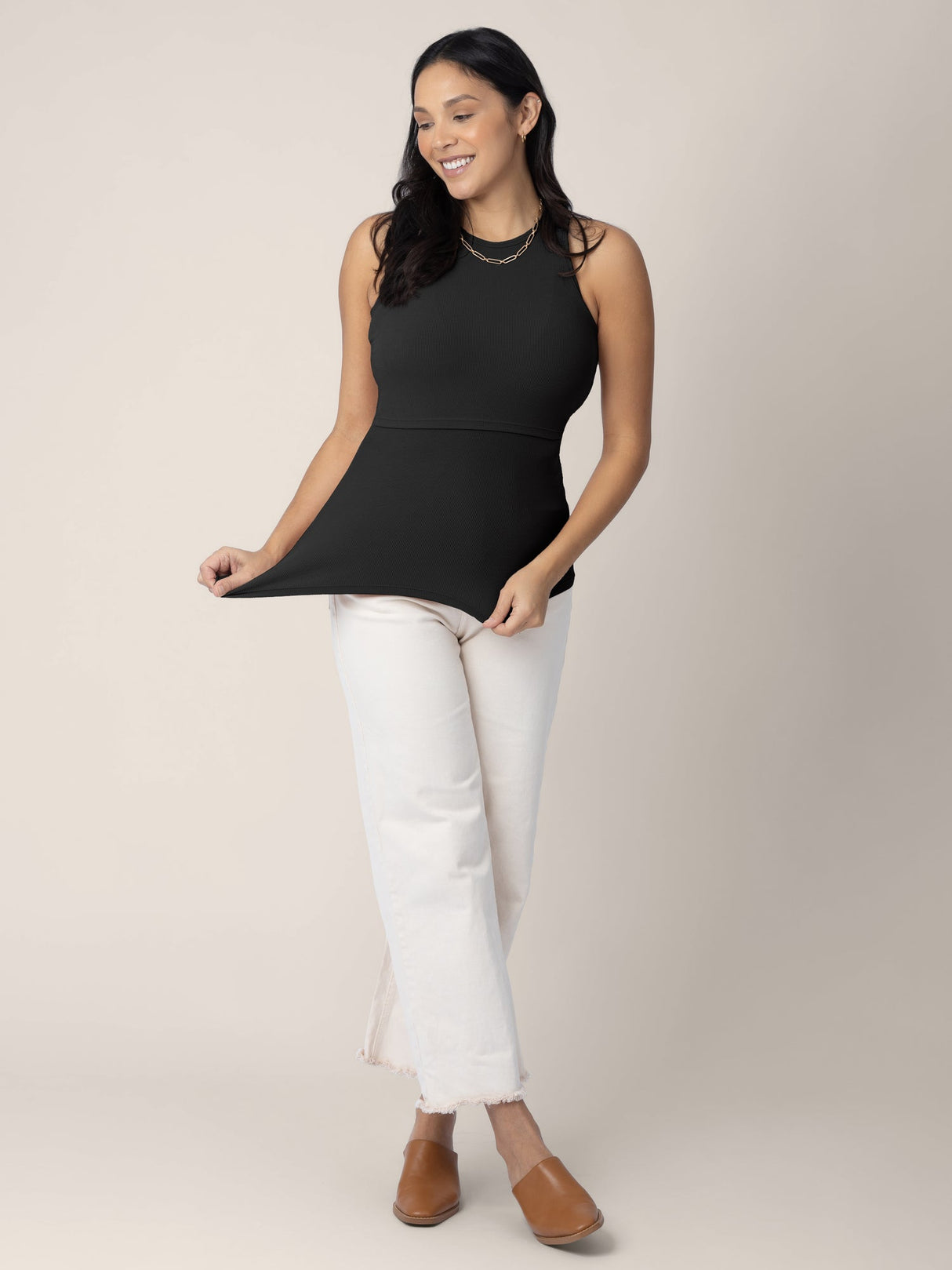 Ribbed Bamboo Racerback Nursing Tank | Black - HoneyBug