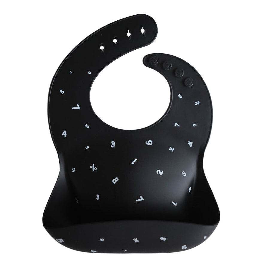 Silicone Baby Bib - Numbers Black