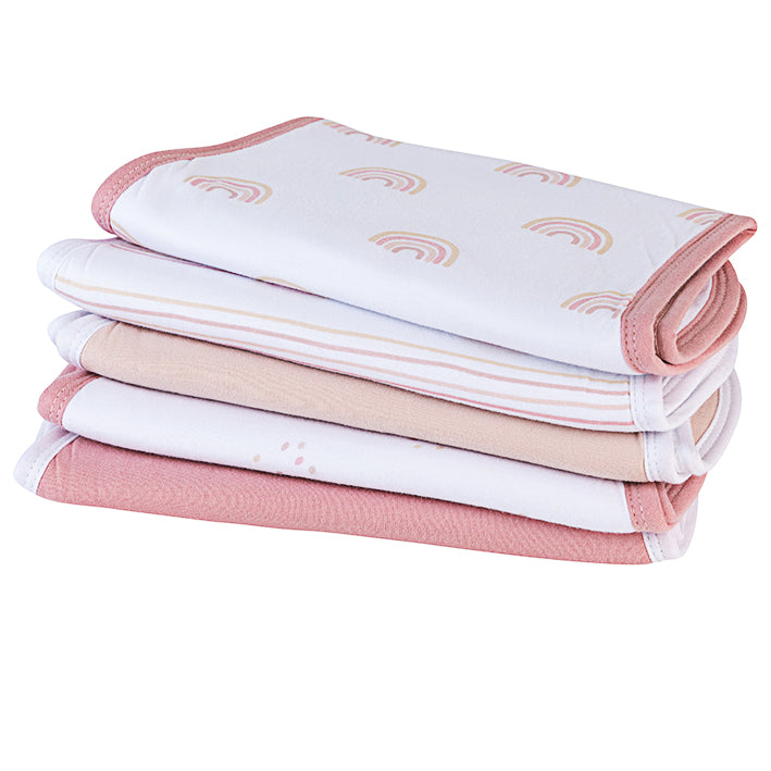 Reversible Burp Cloths - Dusty Pink Rainbow - HoneyBug