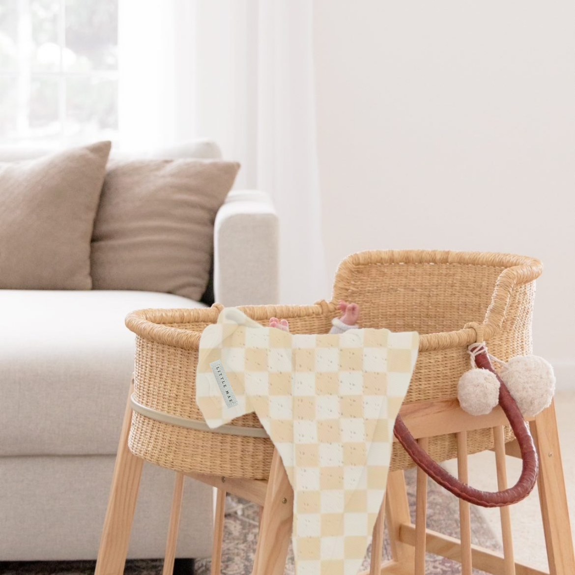 Beige & White Checkered Stretch Swaddle