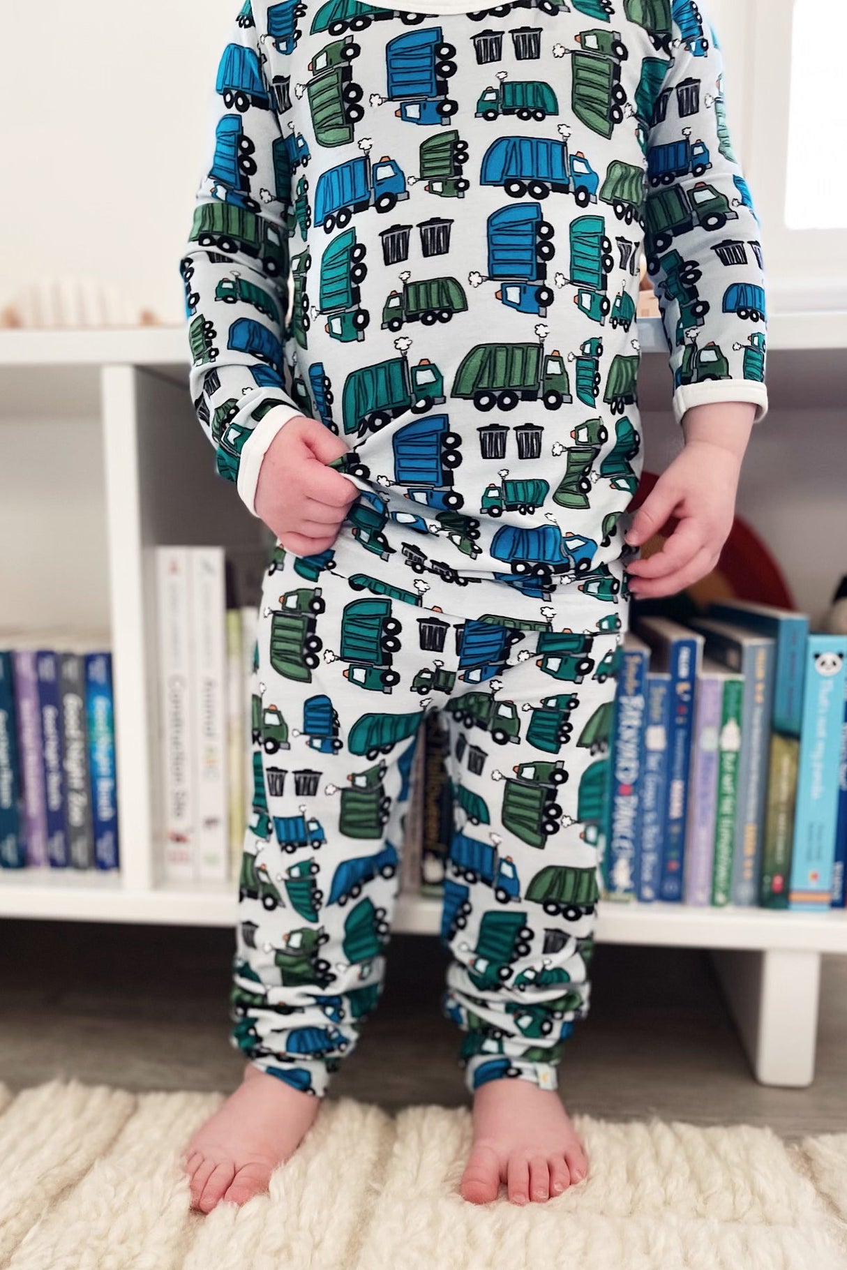 Long Sleeve Pajama Set - Garbage Trucks - HoneyBug