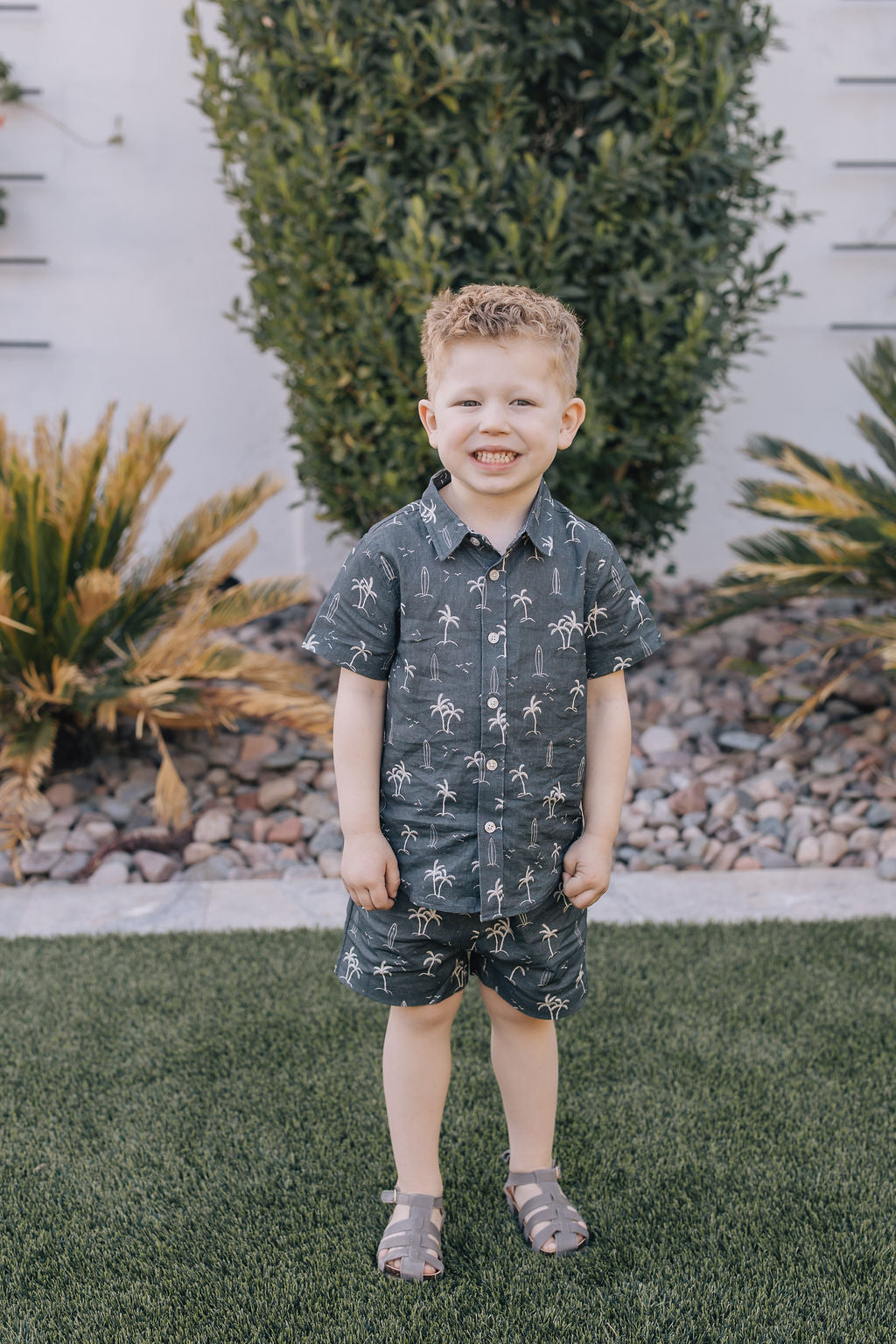 Navy Surfer Linen Cotton Shorts - HoneyBug