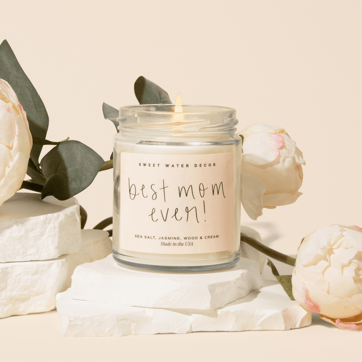 Best Mom Ever! Soy Candle - Clear Jar - 9 oz (Spa Day) - HoneyBug