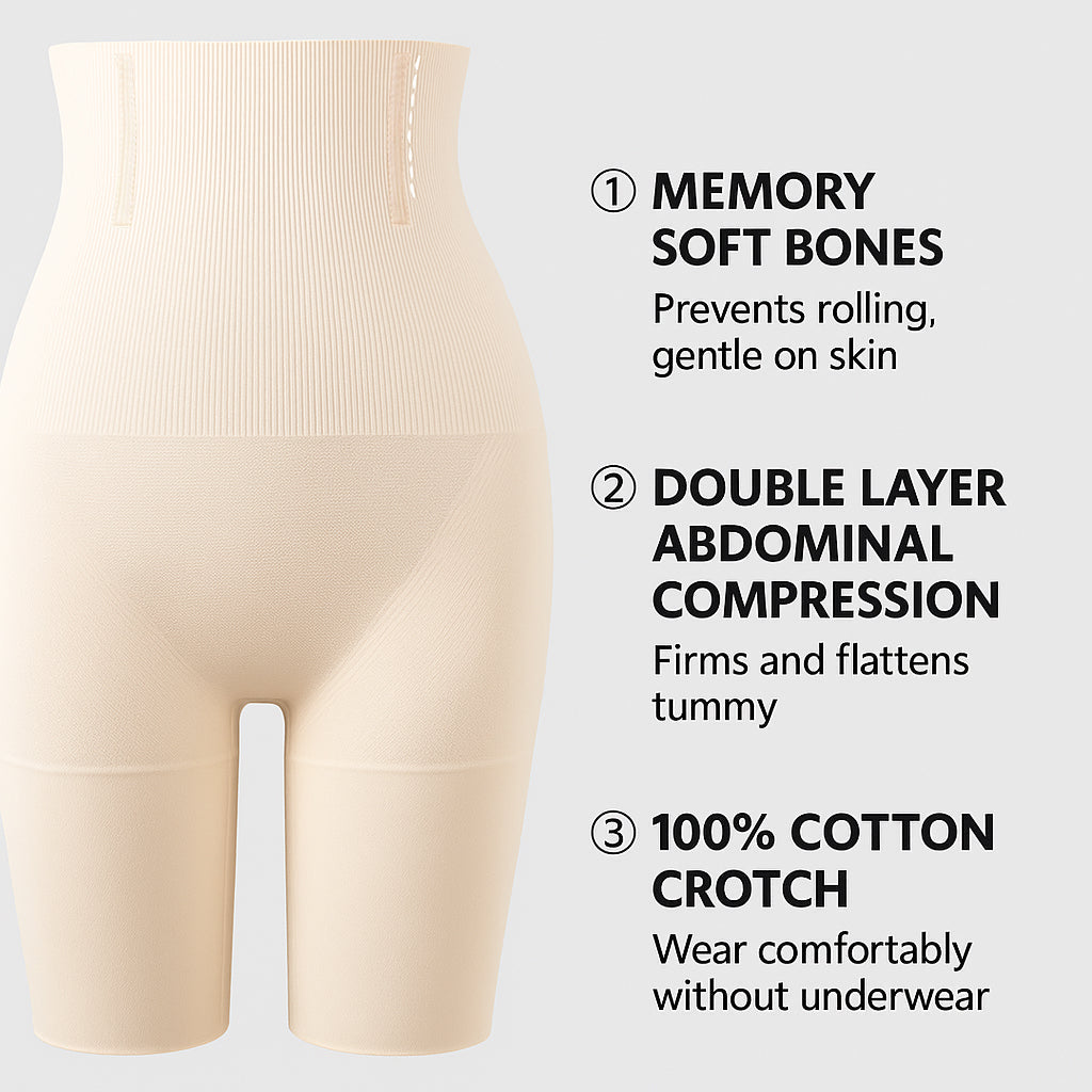 High-Waist Tummy Control Flat-Hem Shorts