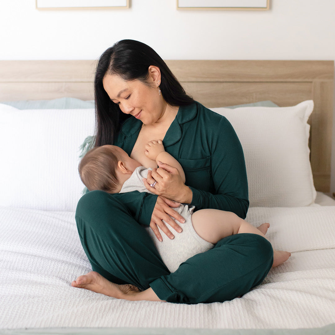 Clea Bamboo Classic Long Sleeve Pajama Set | Evergreen - HoneyBug