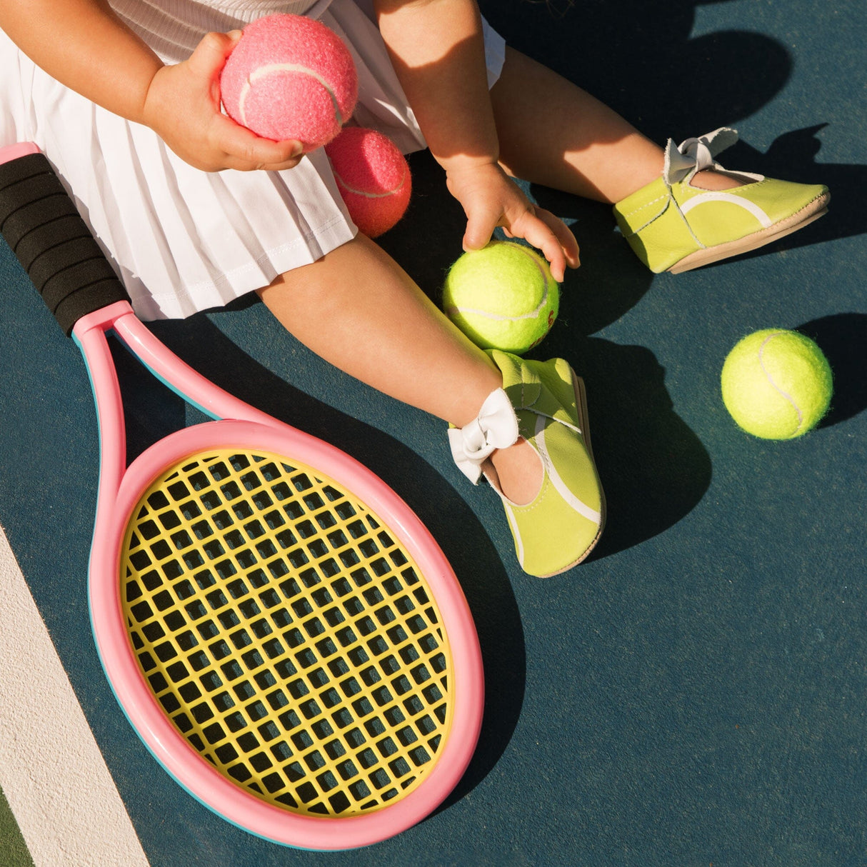 Tennis Match Knotted Bow Baby Shoe - HoneyBug