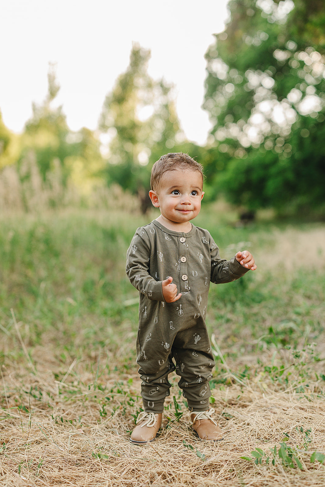 Nashville Long Sleeve Button Romper - HoneyBug