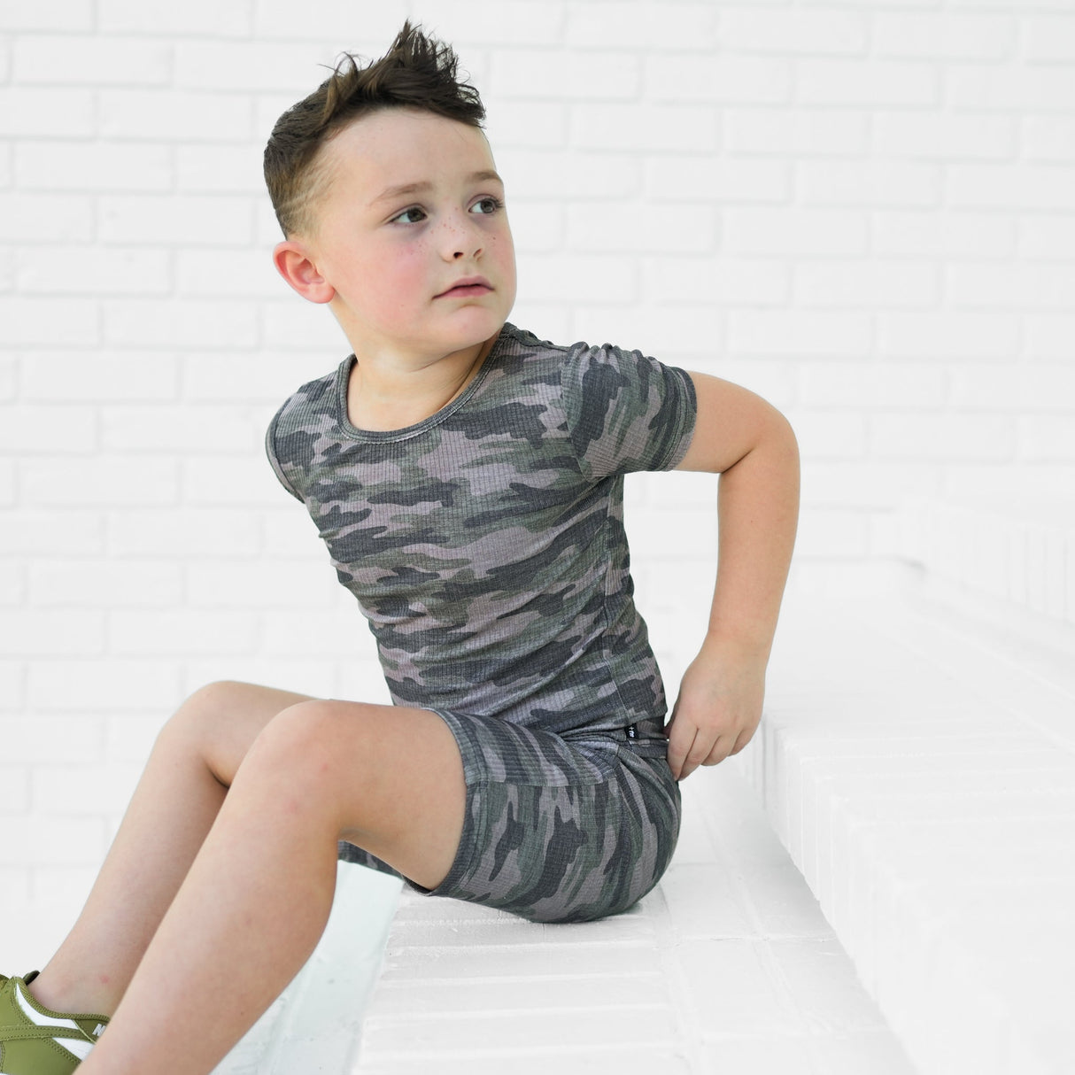 TWO PIECE SHORTIE SET- Chris Camo Ribbed - HoneyBug