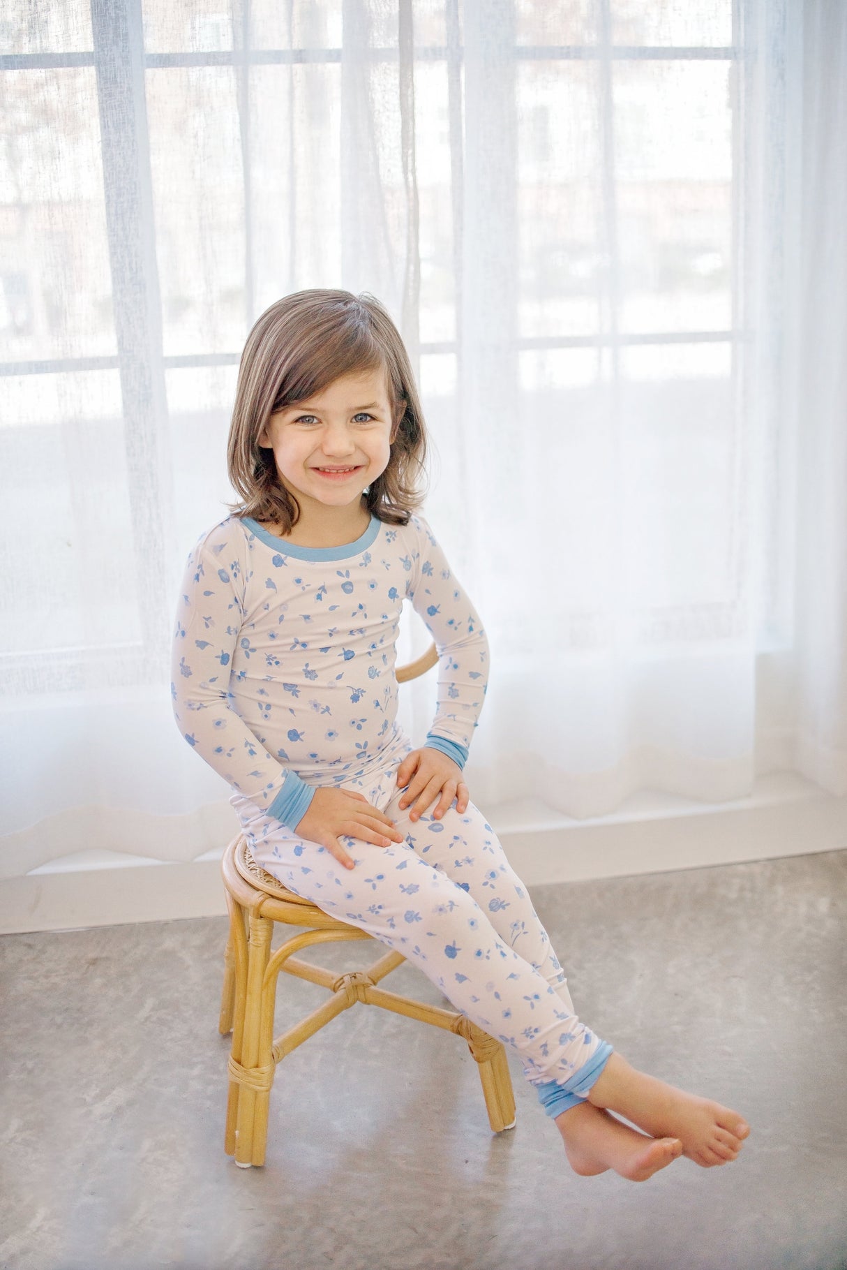 Ditsy Blue Floral | Two-Piece Pajama Set - HoneyBug