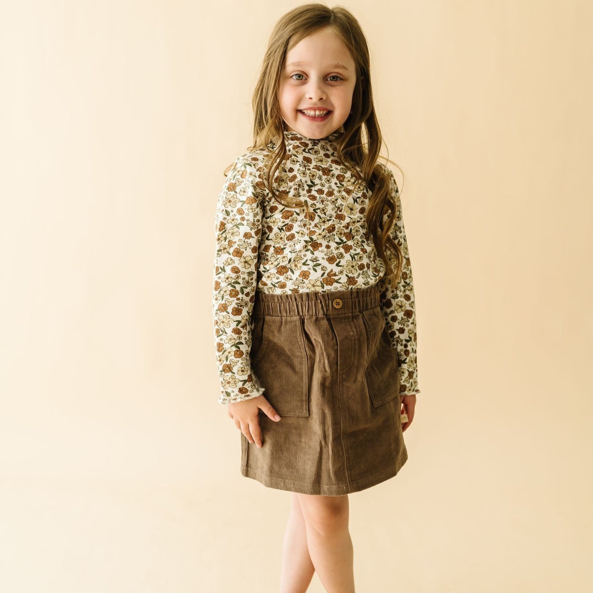 Organic Tee and Corduroy Skirt Set - Espresso - HoneyBug