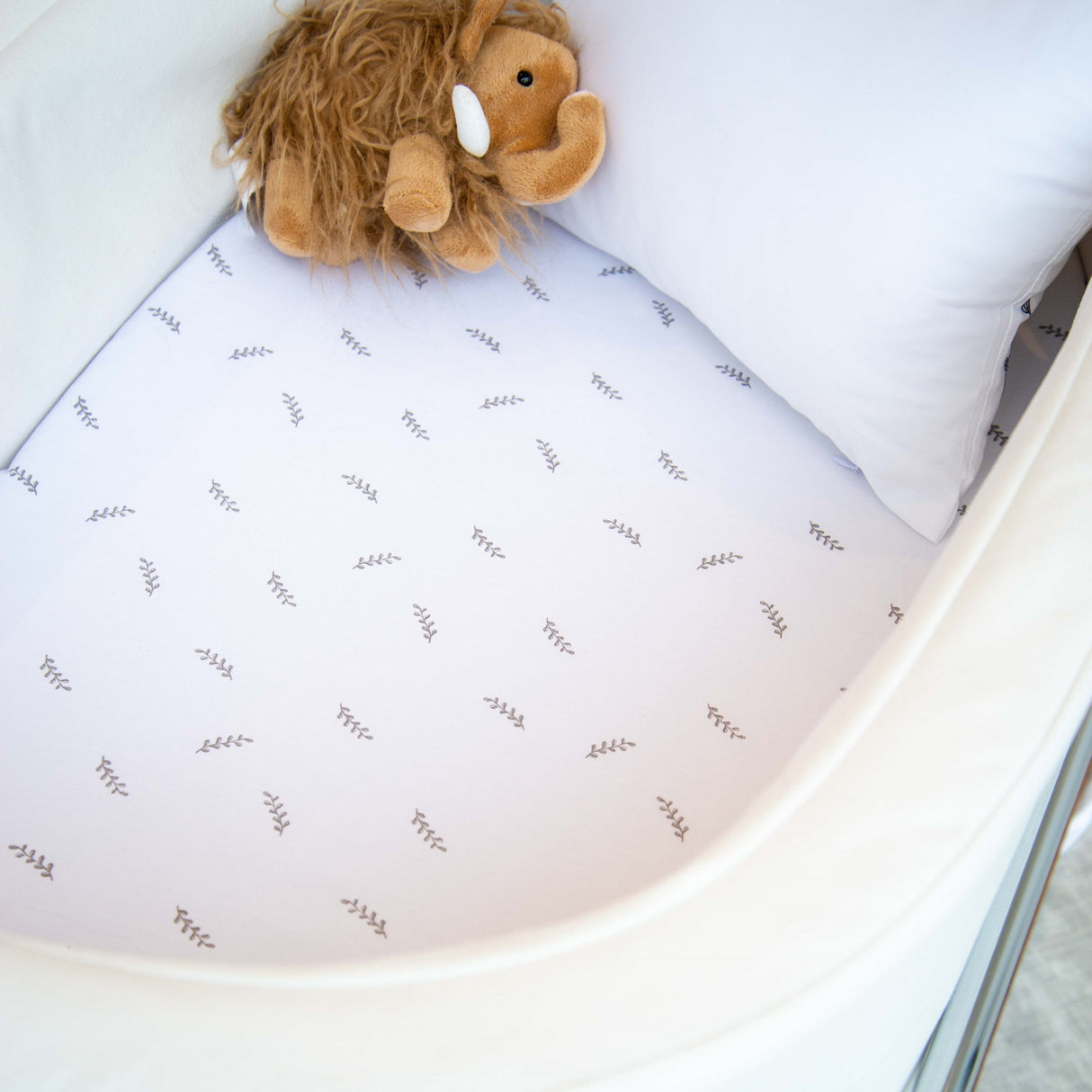 Bassinet Sheet Set - Forest Grey Leaf - HoneyBug
