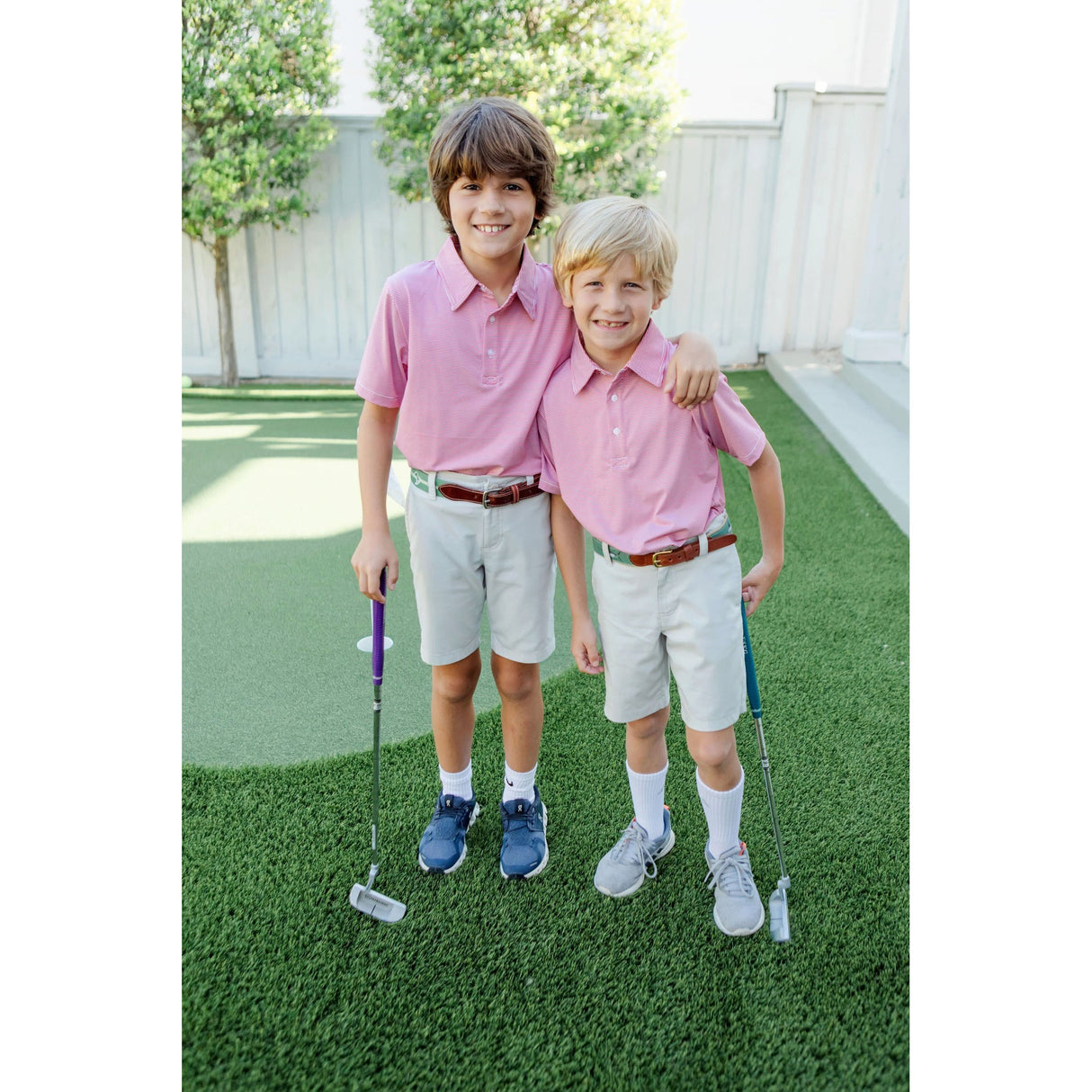 Will Boys' Golf Performance Polo Shirt - Red Stripes - HoneyBug