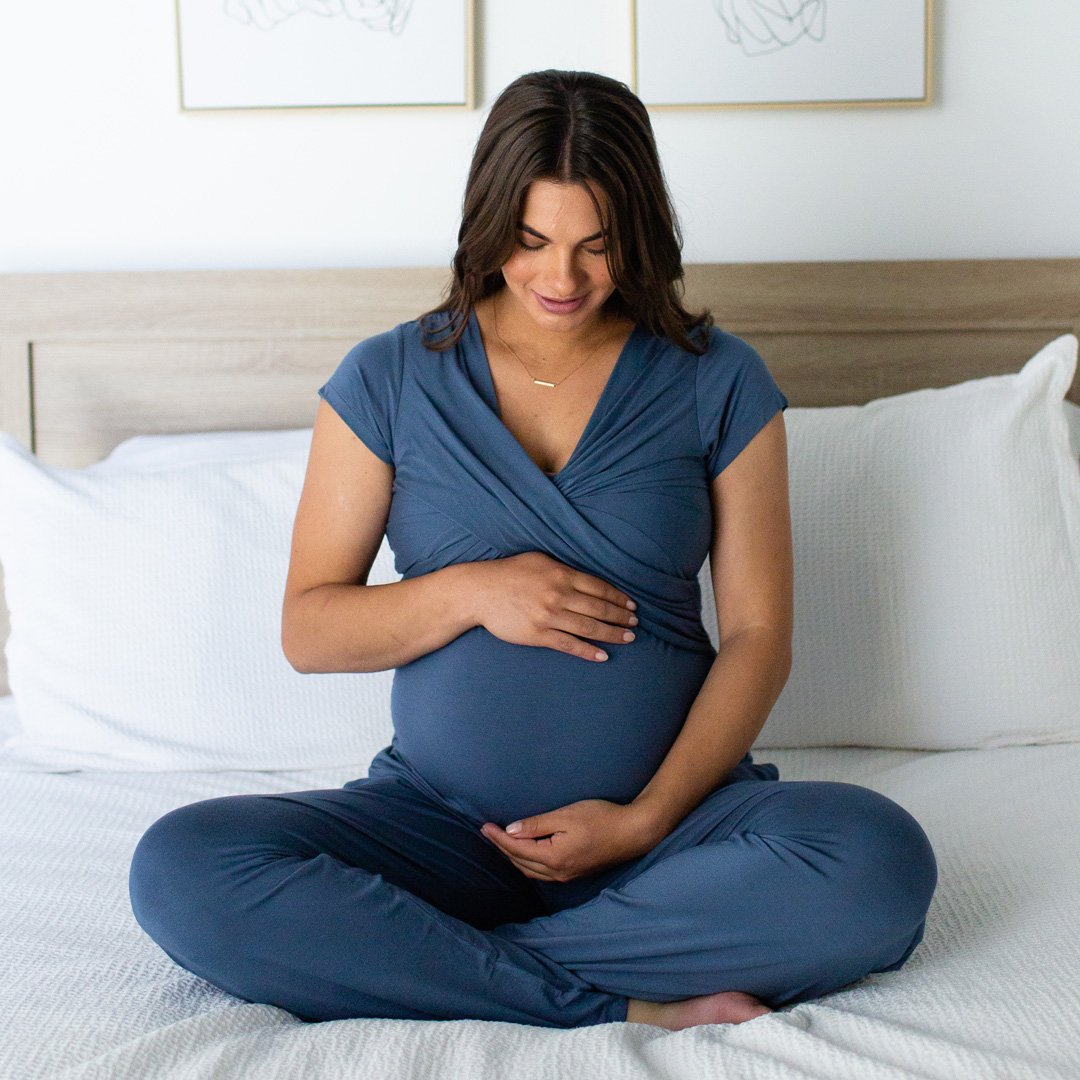 Davy Nursing & Maternity Pajama Set | Slate Blue - HoneyBug