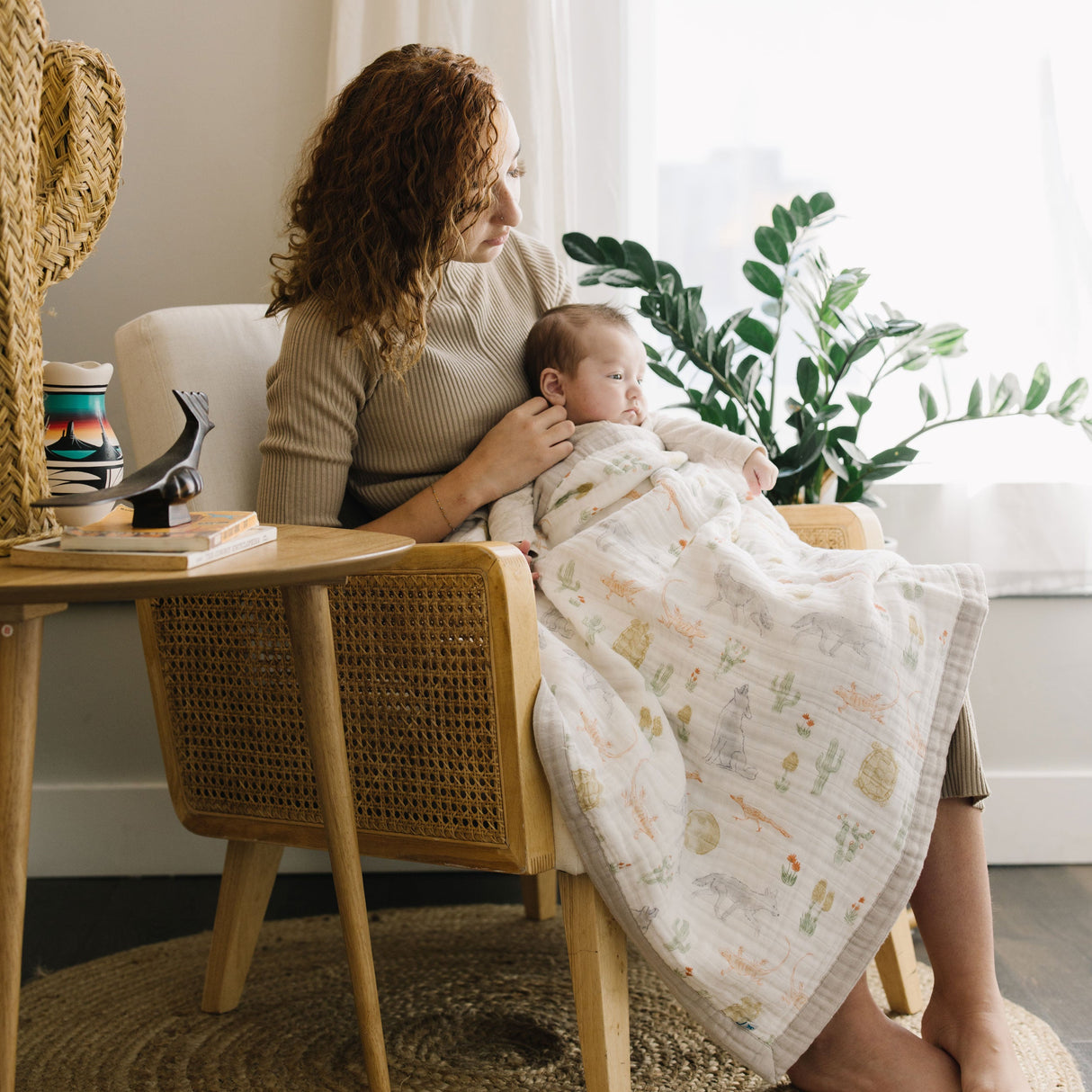 Cotton Muslin Baby Quilt - Desert Night - HoneyBug