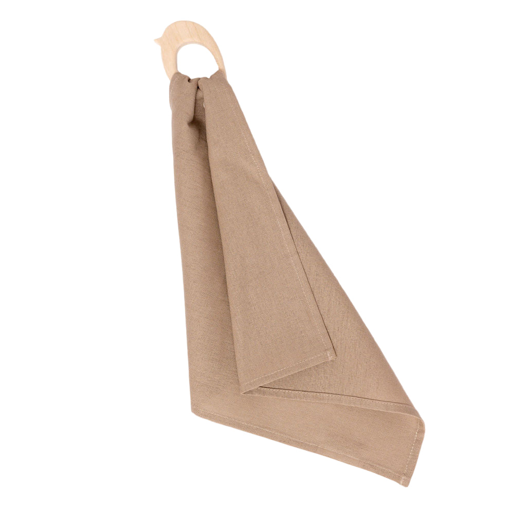 Desert Lark - Linen + Maple Ring Teether - HoneyBug