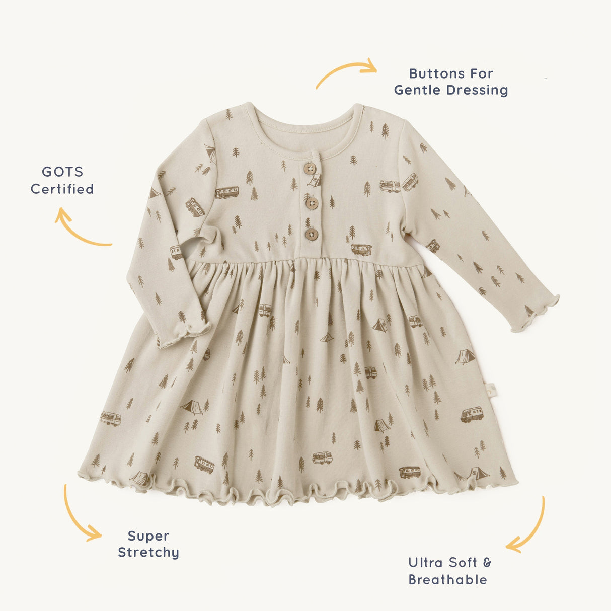 Organic Long Sleeve Twirl Dress - Camplife - HoneyBug