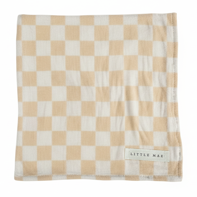 Beige & White Checkered Stretch Swaddle