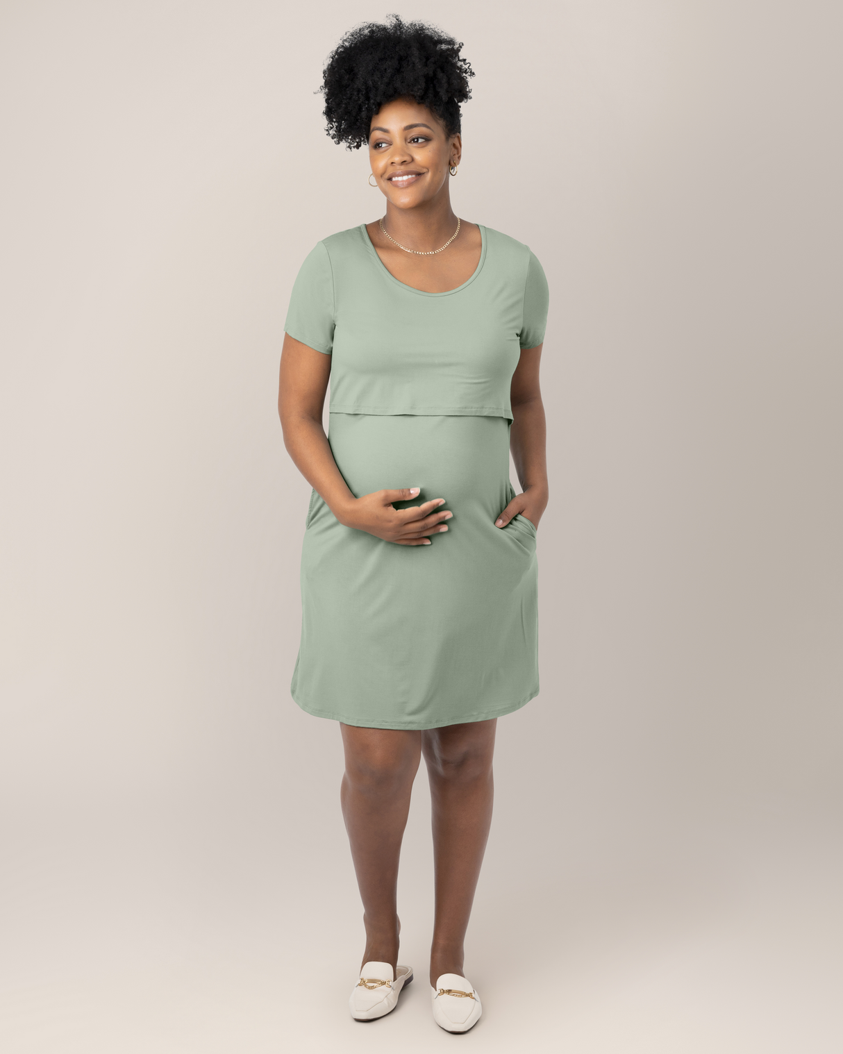 Eleanora Bamboo Maternity & Nursing Dress | Aqua Mist - HoneyBug