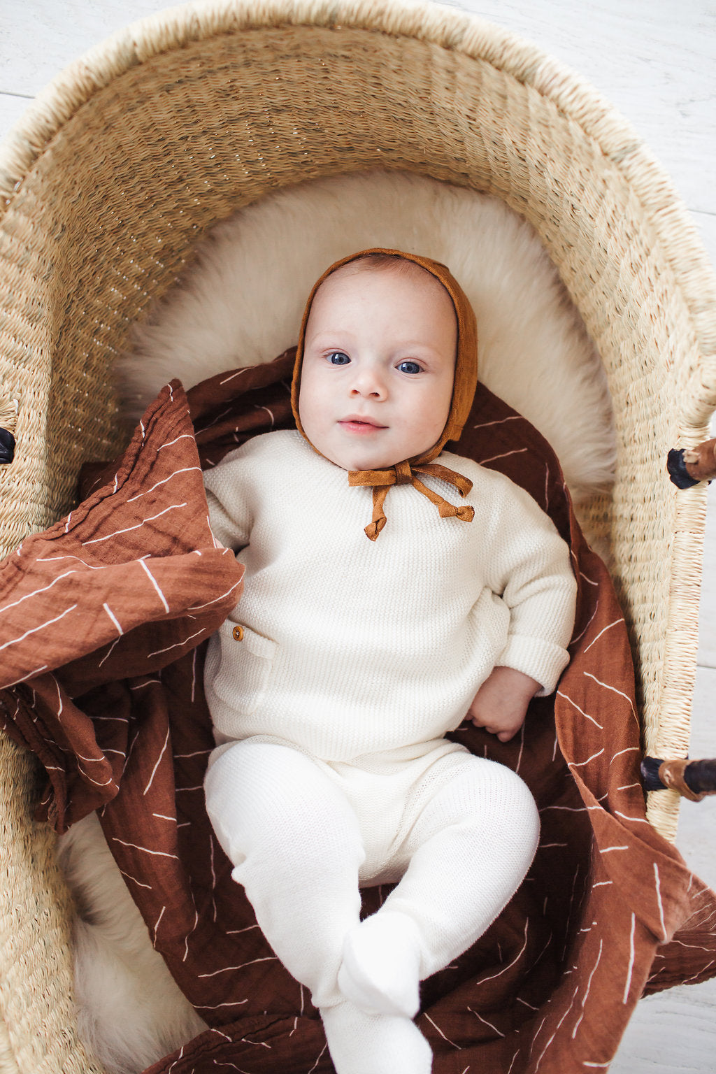 Rust Mudcloth Muslin Swaddle Blanket - HoneyBug