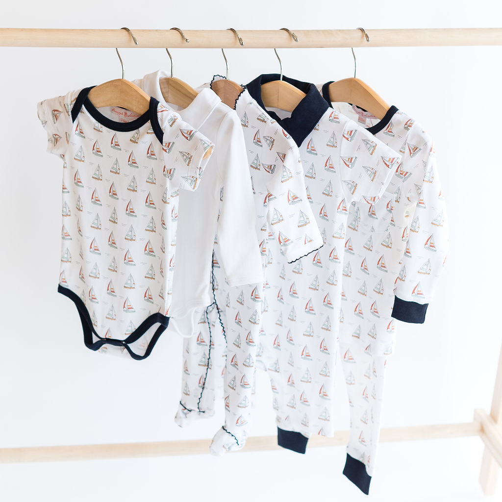 Sailboat Romper with Collar - HoneyBug