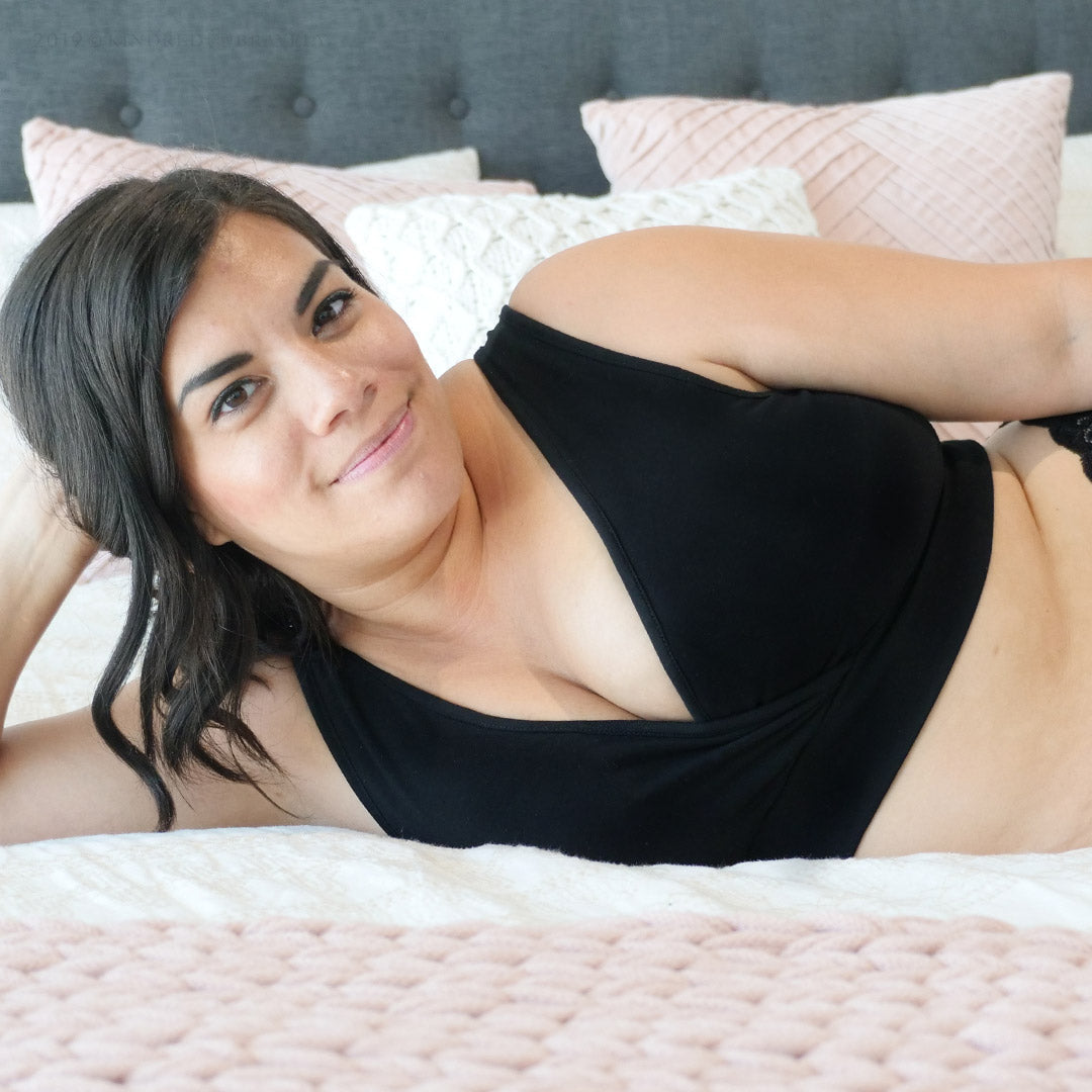 French Terry Racerback Nursing & Sleep Bra | Black - HoneyBug