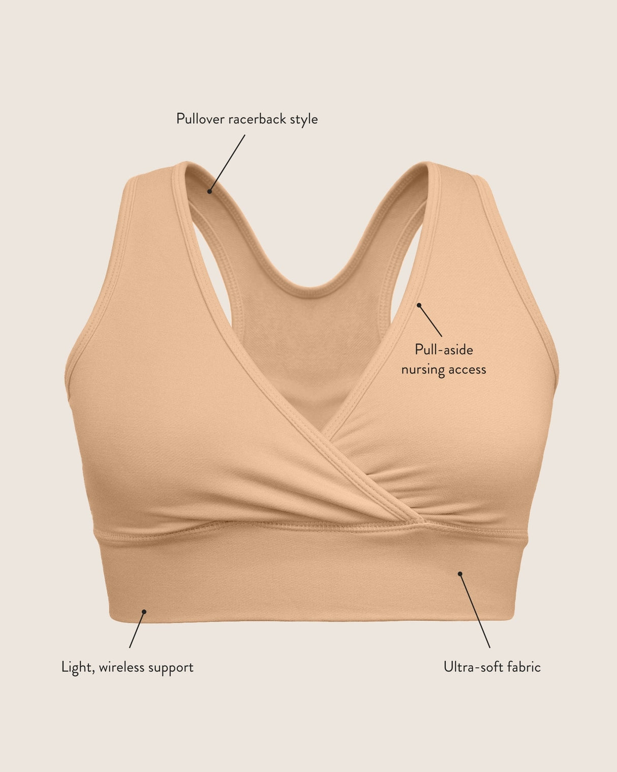 French Terry Racerback Nursing & Sleep Bra | Redwood - HoneyBug
