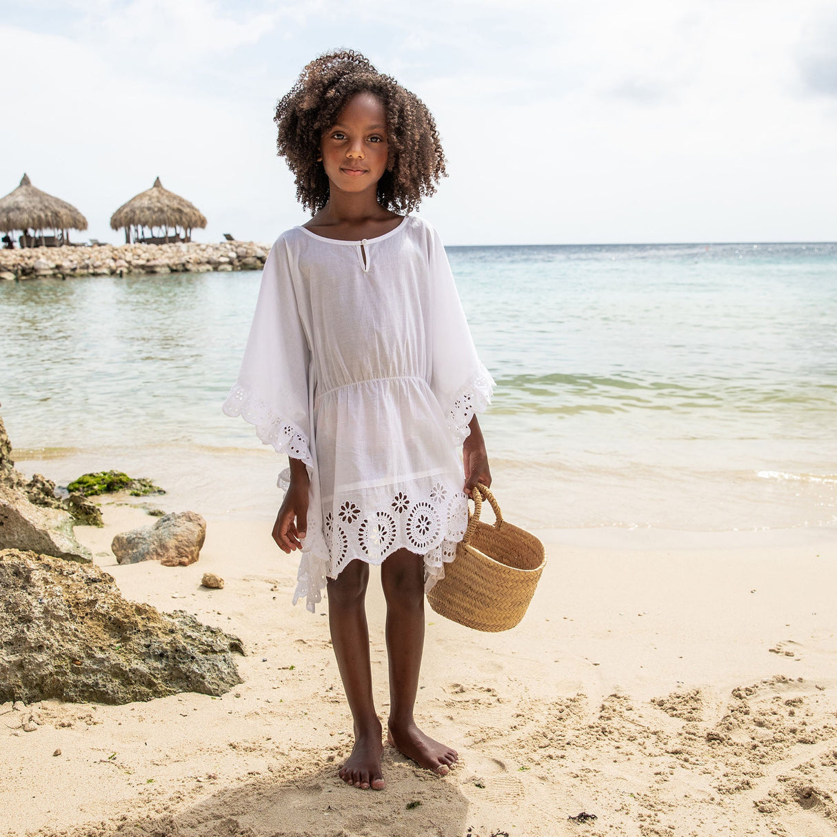 Cesci White Eyelet Cover Up - HoneyBug