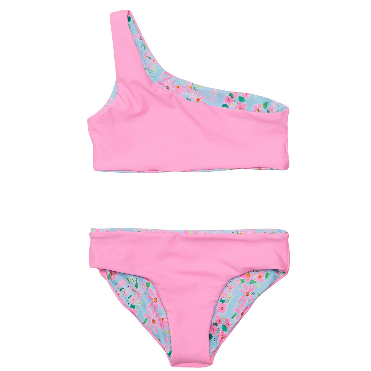 Daisy Chain One Shoulder Reversible Bikini - HoneyBug