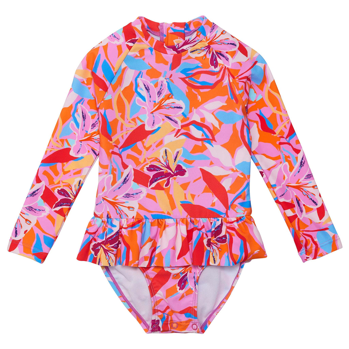 Blooming Sunset Sustainable LS Skirt Surf Suit - HoneyBug
