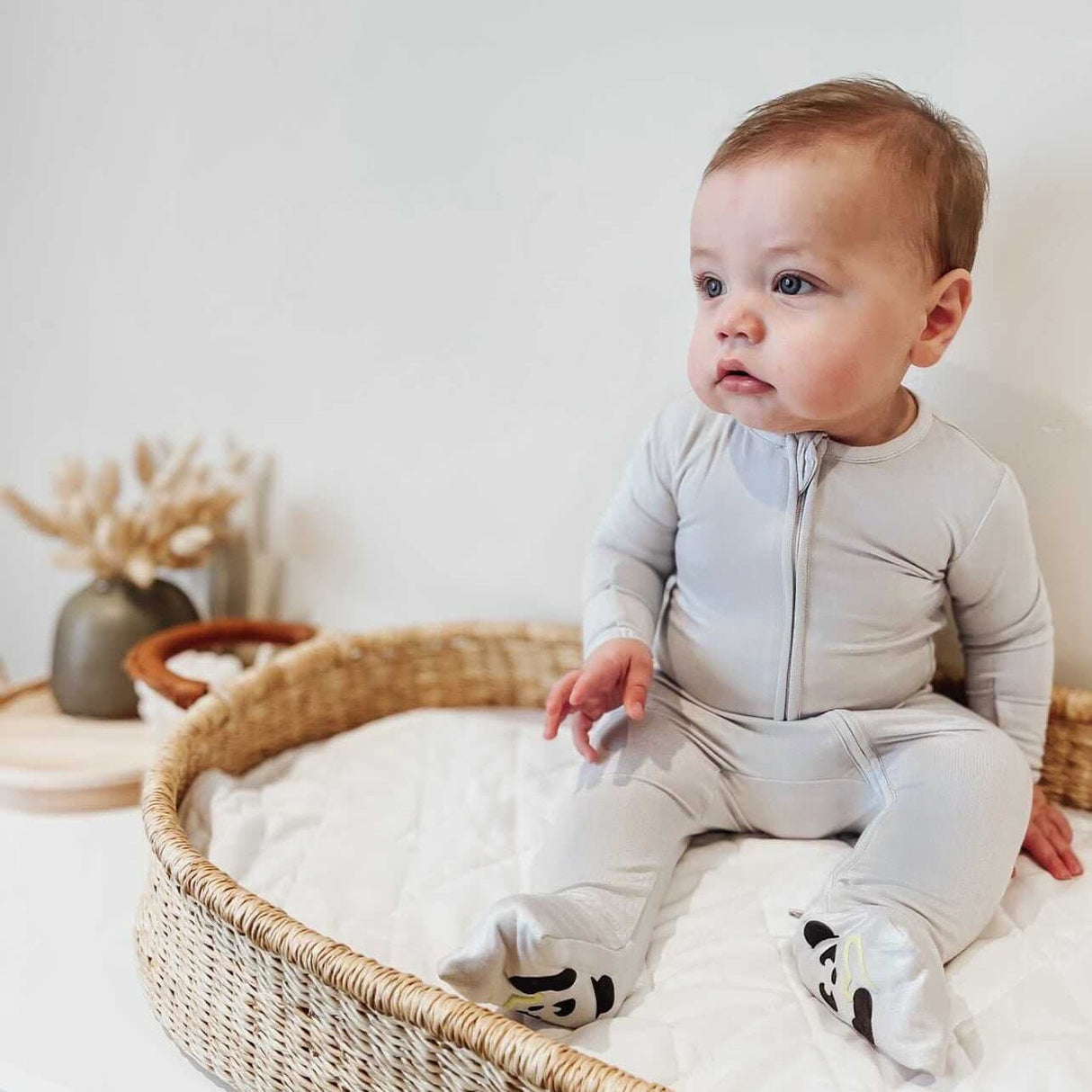 Cloud Grey Bamboo Convertible Footie - HoneyBug