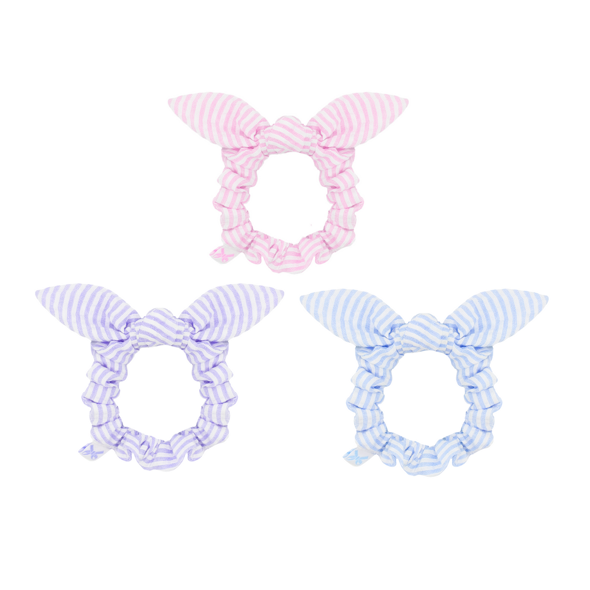 Seersucker Bow Scrunchie in Blue/White