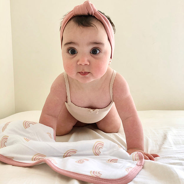 Reversible Burp Cloths - Dusty Pink Rainbow - HoneyBug