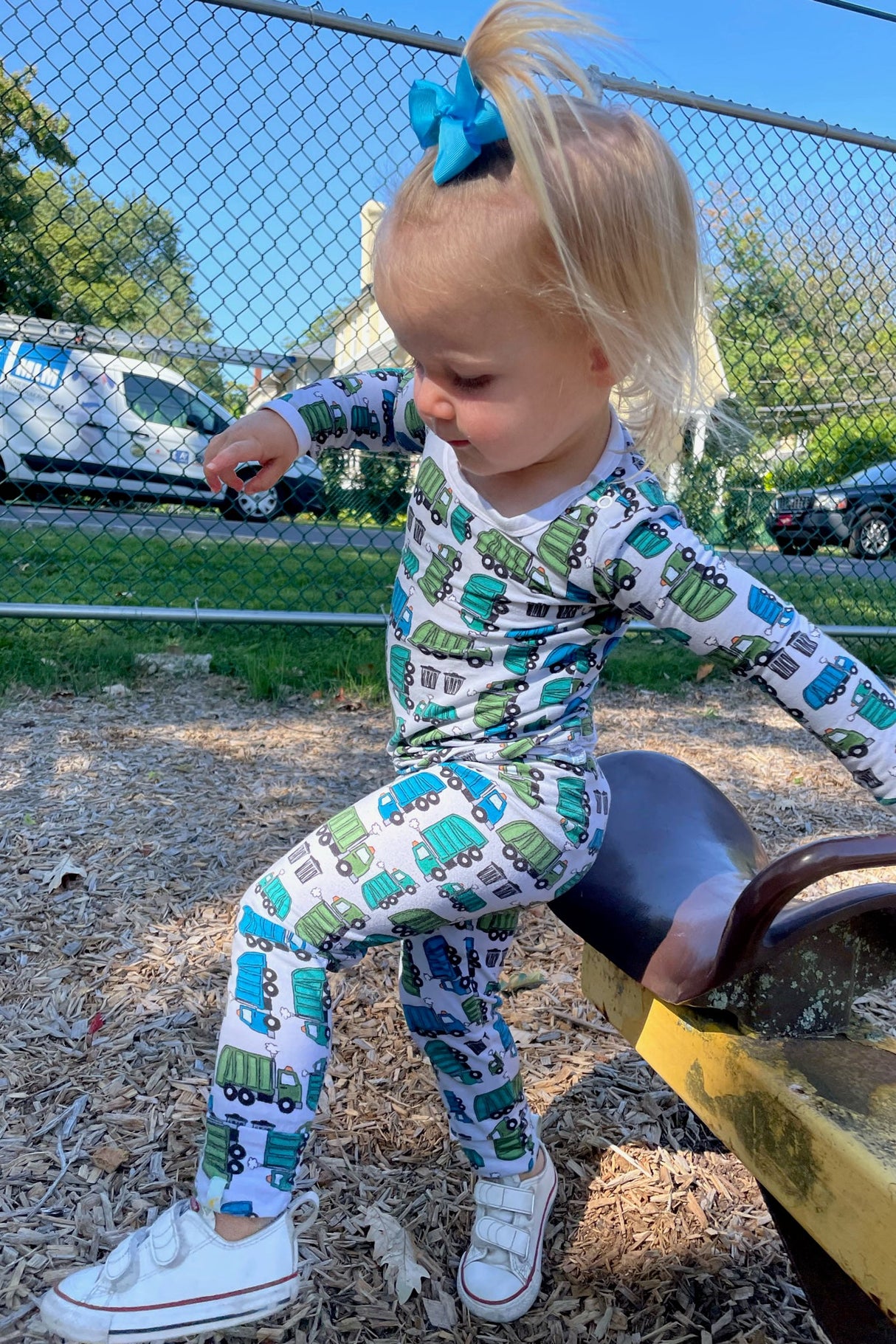 Long Sleeve Pajama Set - Garbage Trucks - HoneyBug