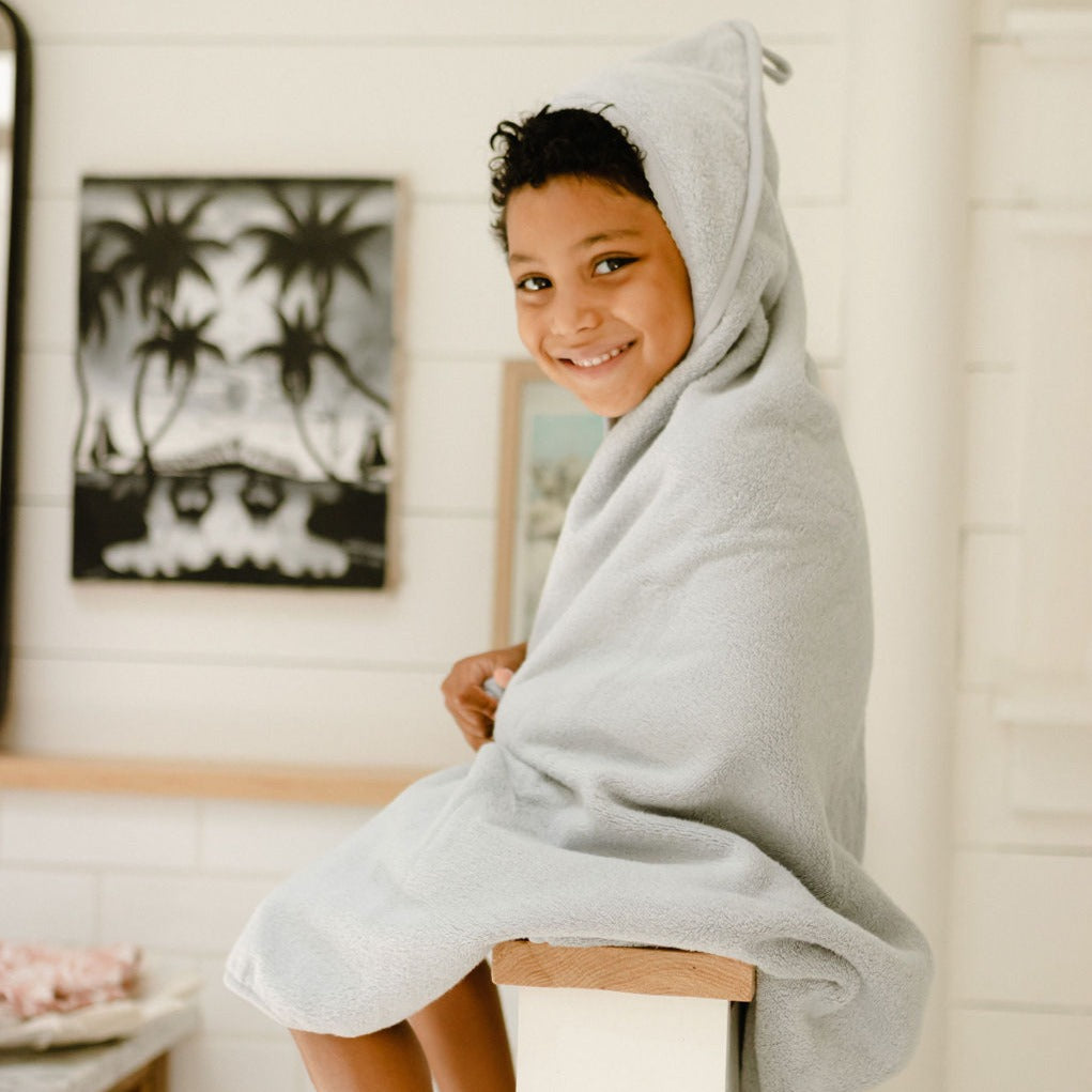 Hooded Towel & Washcloth - Misty Blue - HoneyBug