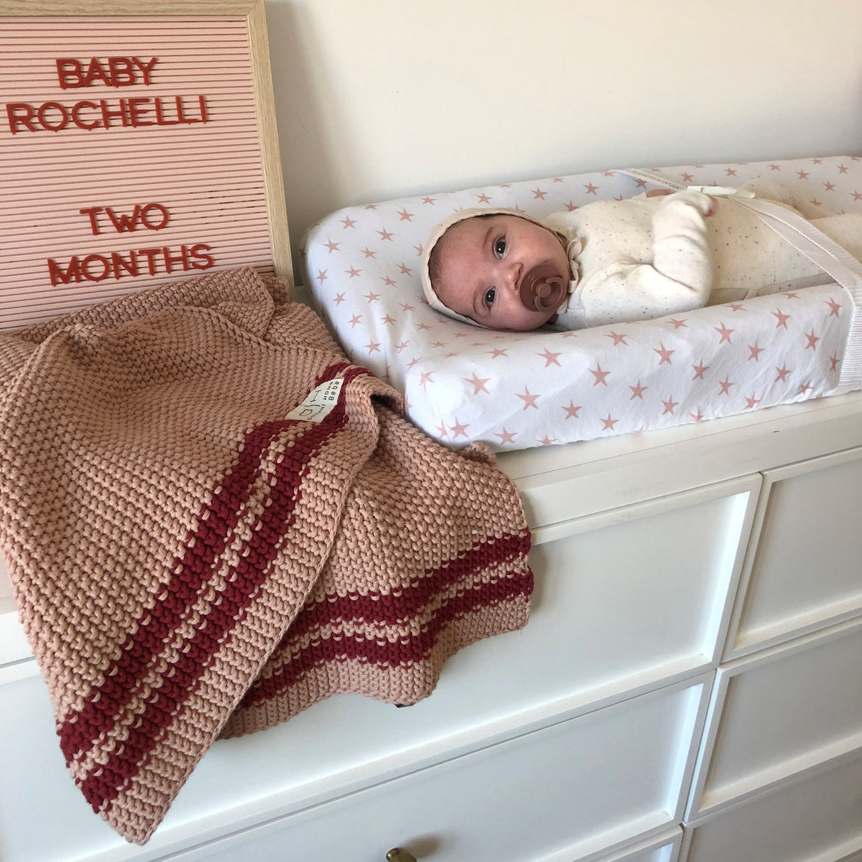 Changing Pad Cover | Cradle Sheet Set - Mauve Pink Stars - HoneyBug