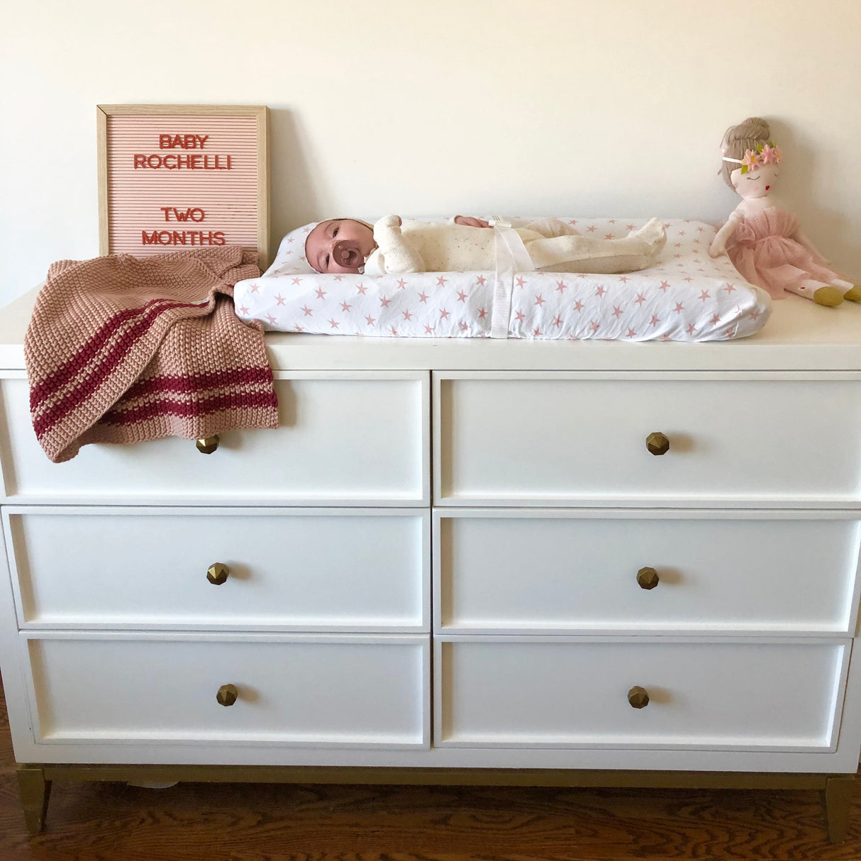 Changing Pad Cover | Cradle Sheet Set - Mauve Pink Stars - HoneyBug