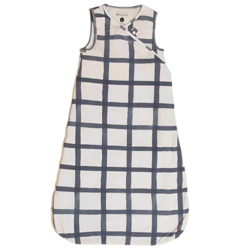 Indigo Windowpane Blanket Sleeper - HoneyBug