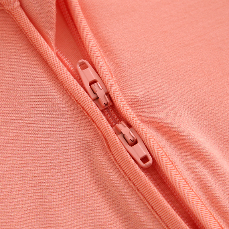 Joyful Coral Zippered Baby Romper - HoneyBug