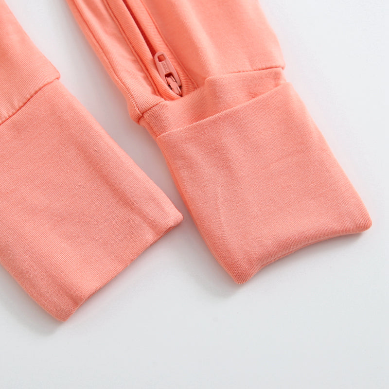 Joyful Coral Zippered Baby Romper - HoneyBug
