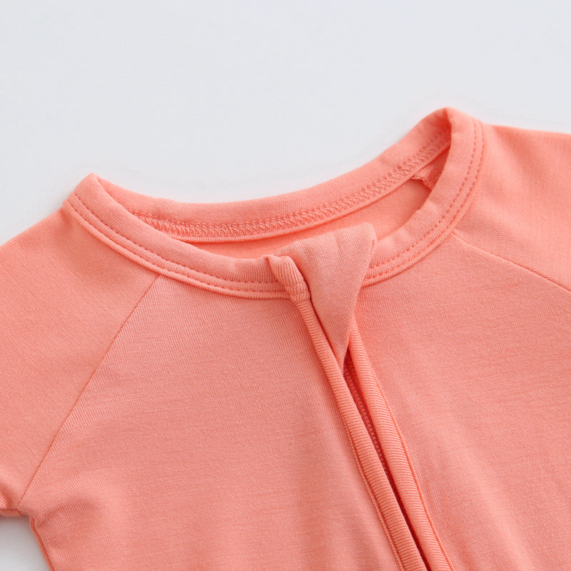 Joyful Coral Zippered Baby Romper - HoneyBug