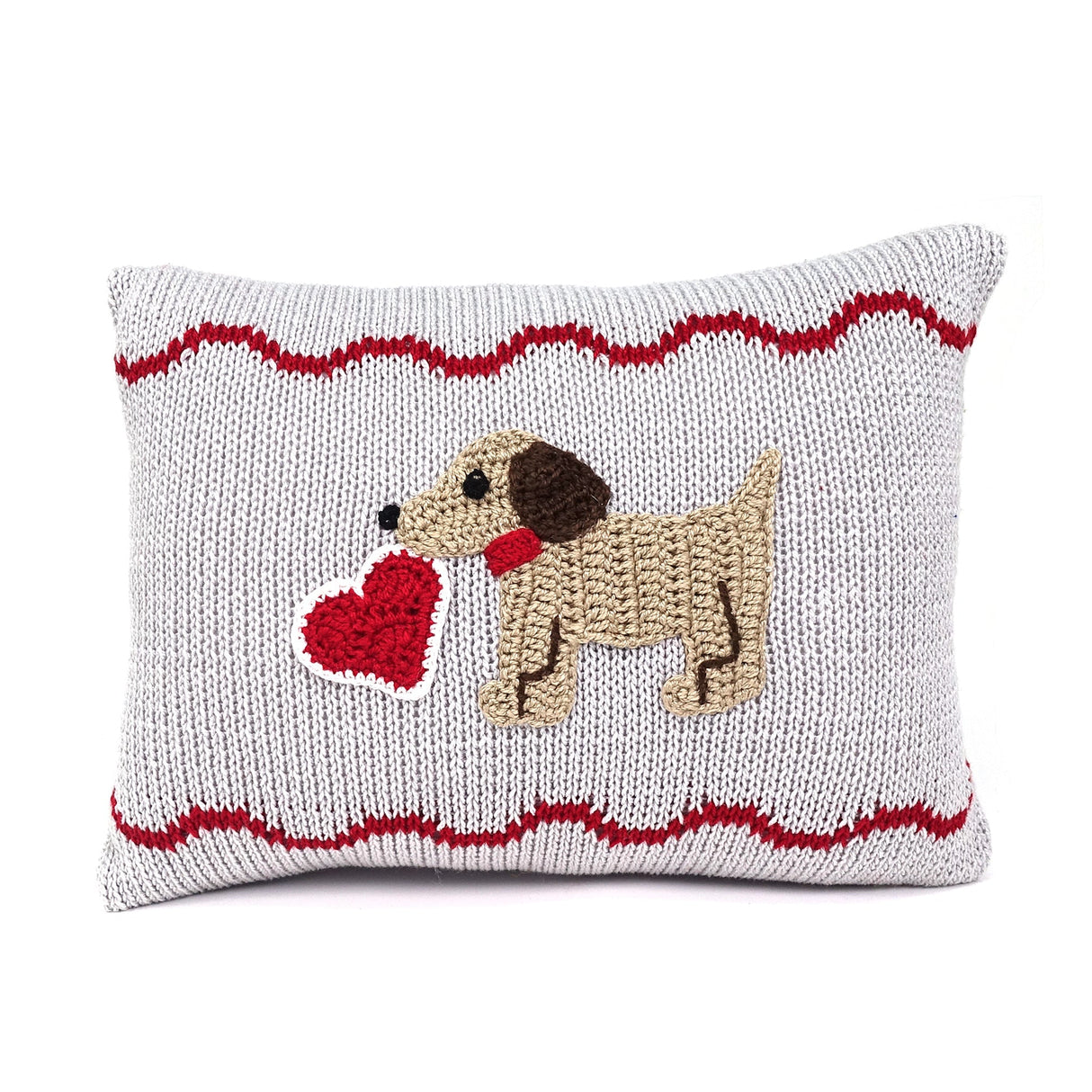 Valentine Puppy Mini Pillow, Grey