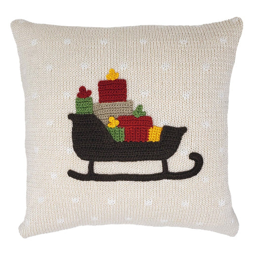 Holiday Sleigh Pillow 10"