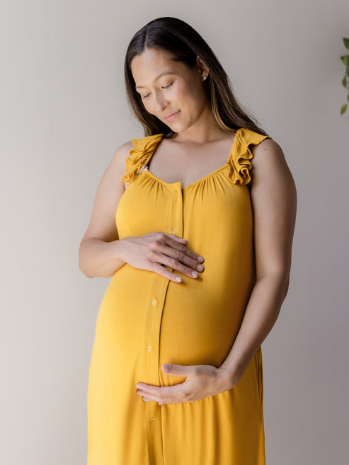 Ruffle Strap Labor & Delivery Gown | Honey - HoneyBug
