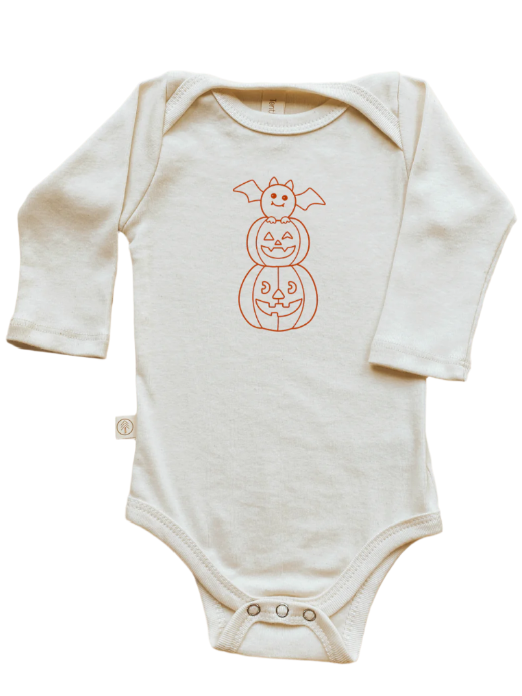 Pumpkin Stack Bat - Long Sleeve Organic Cotton Bodysuit - HoneyBug