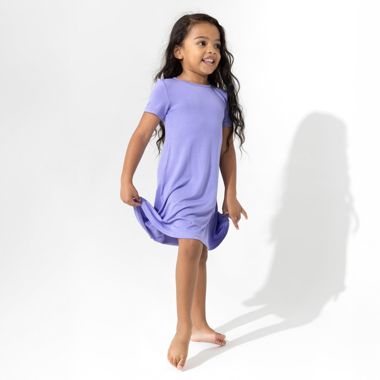 Poppin Purple Bamboo Girls' Short Sleeve Dress - HoneyBug