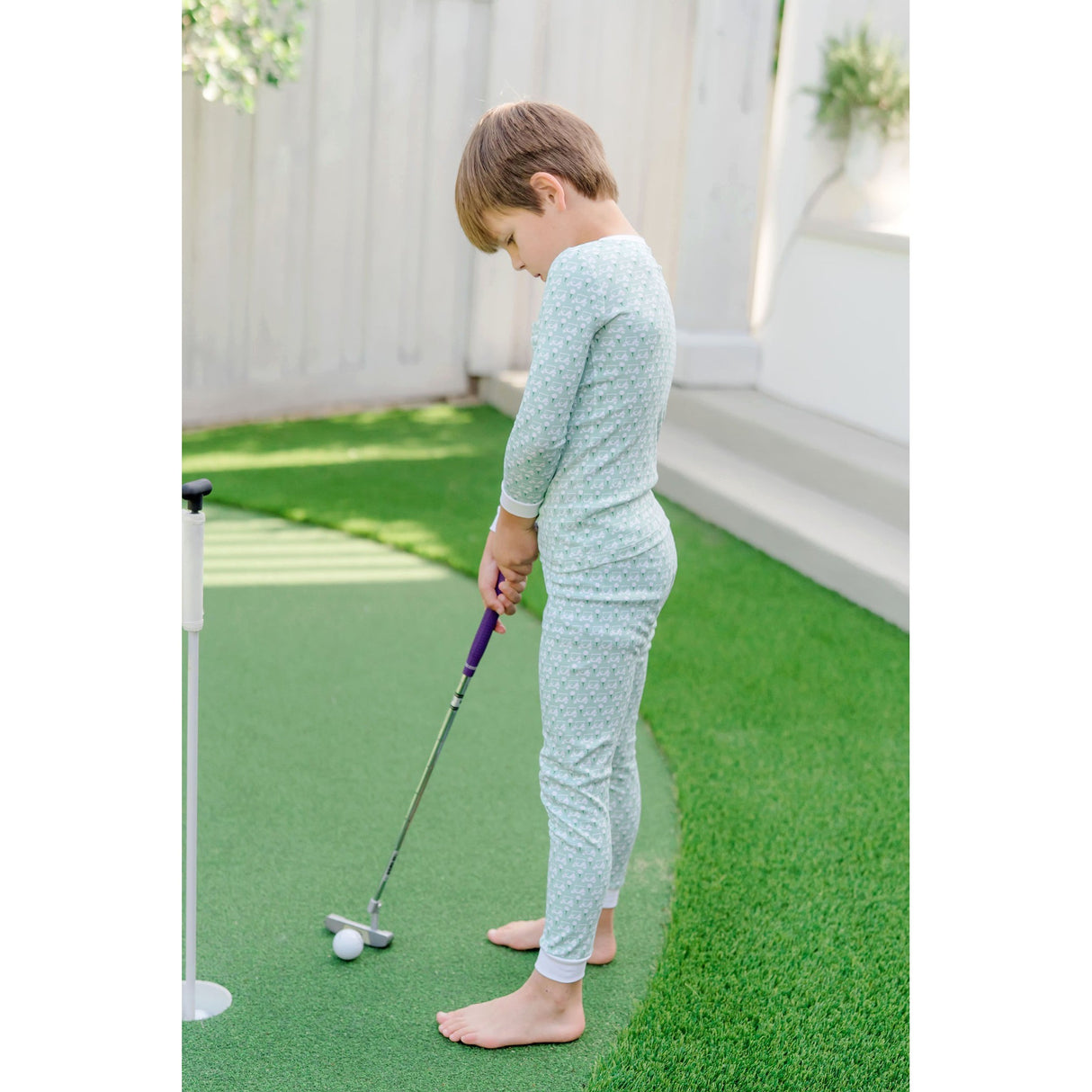 Bradford Boys’ Pima Cotton Pajama Pant Set - Golf Putting Green - HoneyBug